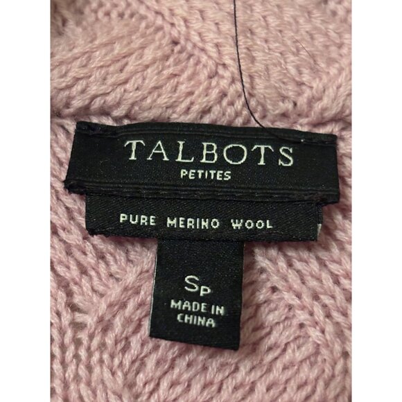 Talbots Cardigan Pink Merino Wool Cable Pattern Sweater Petite Small - Picture 3 of 9